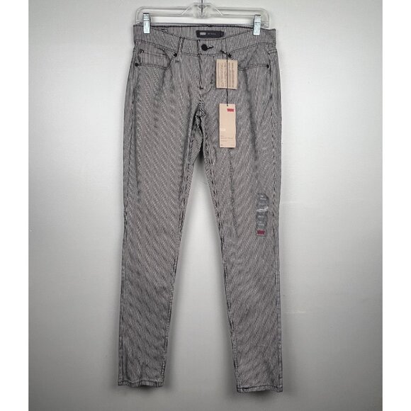 Levi's 524 Women's Black & White Striped Skinny Leg Ultra Low Rise Jeans Size 5 - Picture 1 of 8